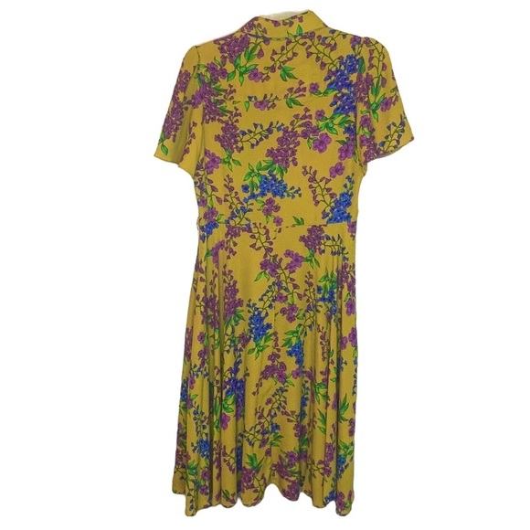 Nanette Lepore Yellow Floral Button Front Lightweight Cottagecore Spring Dress 6 - Picture 3 of 9